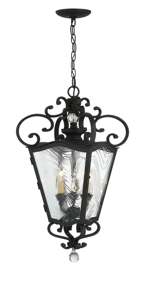 Minka-Lavery 9334-661 Brixton Ivy Three Light Outdoor Chain Hung, Coal W/Honey Gold Highlight