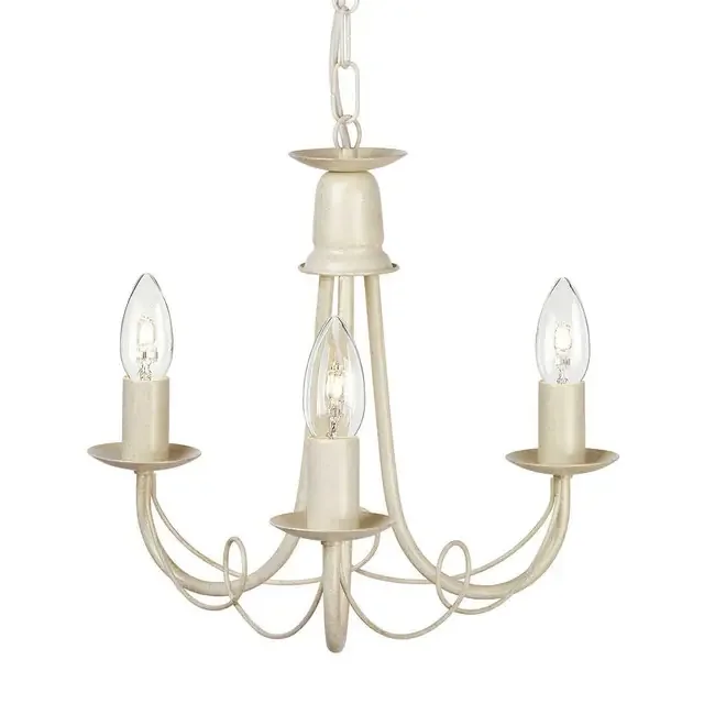 Minster 3 Light Ivory and Gold Chandelier