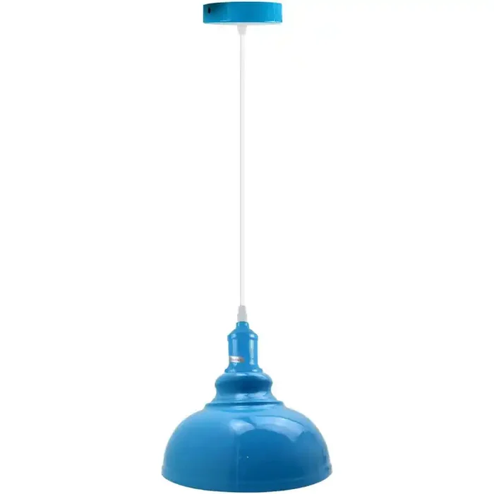 Modern Ceiling Pendant Light with Blue Metal Lampshade, E27 Base & Adjustable Cable – Hanging Light for Kitchen, Living Room, Bar