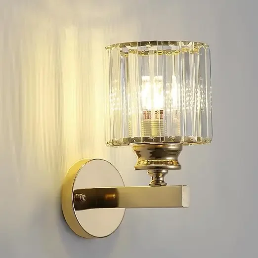 Modern Crystal Wall Light Sconce, E27 Rose Gold Wall Lamp