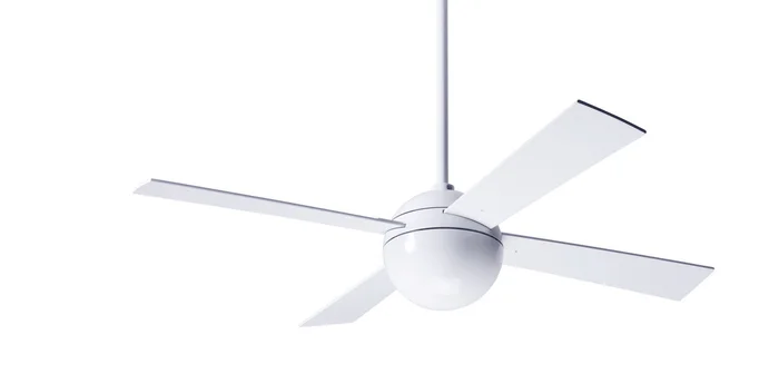 Modern Fan BAL-GW-42-WH-NL-001 42″ Ball Ceiling Fan, Fan Speed Control, Gloss White with White Blades