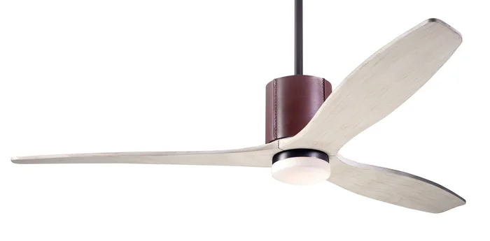 Modern Fan LLX-DBCH-54-WW-271-RC LeatherLuxe DC 54″ Ceiling Fan with 17W LED Light, Remote Control, Dark Bronze/Chocolate with Whitewash Blades