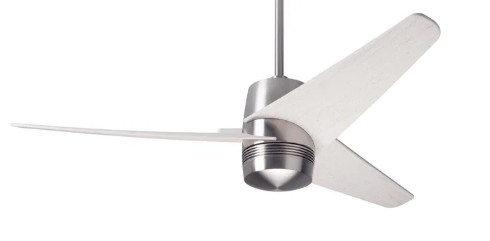 Modern Fan VEL-BN-48-WW-NL-WC Velo DC 48″ Ceiling Fan, Wall Control, Bright Nickel with Whitewash Blades