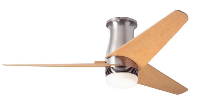 Modern Fan VEL-FM-BN-48-MP-853-CC Velo Flush DC 48″ Ceiling Fan with 17W LED Light, Wall/Remote Control Combo, Bright Nickel with Maple Blades