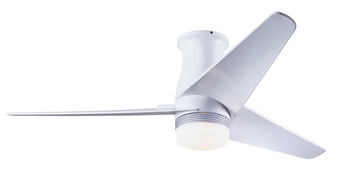 Modern Fan VEL-FM-GW-48-DK-853-RC Velo Flush DC 48″ Ceiling Fan with 17W LED Light, Remote Control, Gloss White with Dark Blades