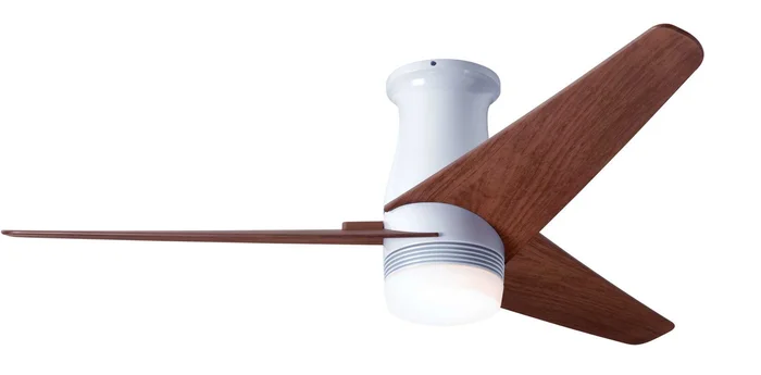 Modern Fan VEL-FM-GW-48-MG-853-WC Velo Flush DC 48″ Ceiling Fan with 17W LED Light, Wall Control, Gloss White with Mahogany Blades