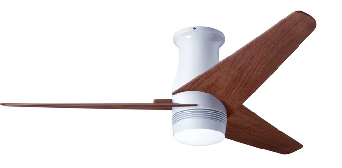 Modern Fan VEL-FM-GW-48-MG-NL-RC Velo Flush DC 48″ Ceiling Fan, Remote Control, Gloss White with Mahogany Blades