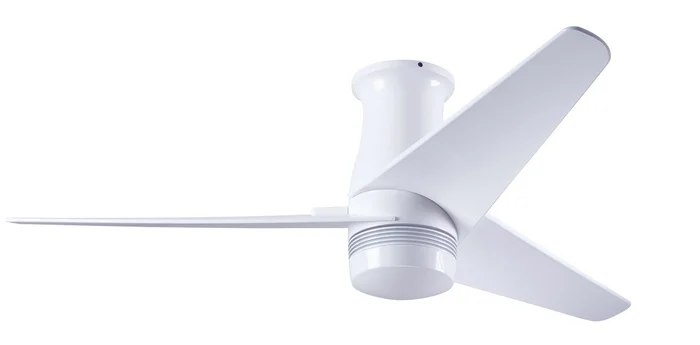 Modern Fan VEL-FM-GW-48-WH-NL-RC Velo Flush DC 48″ Ceiling Fan, Remote Control, Gloss White with White Blades