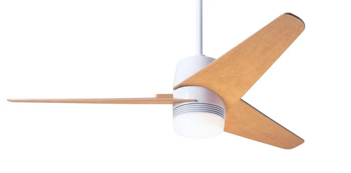 Modern Fan VEL-GW-48-MP-853-RC Velo DC 48″ Ceiling Fan with 17W LED Light, Remote Control, Gloss White with Maple Blades