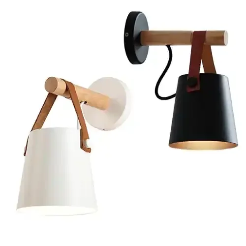 Modern Wooden Leather Decorative LED indoor Wall Lights