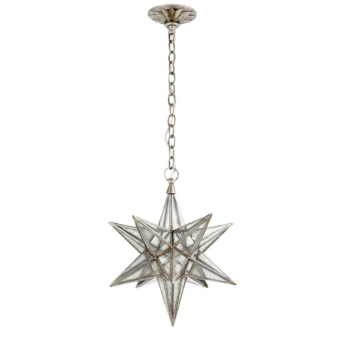 Moravian Star One Light Lantern, Burnished Silver Leaf