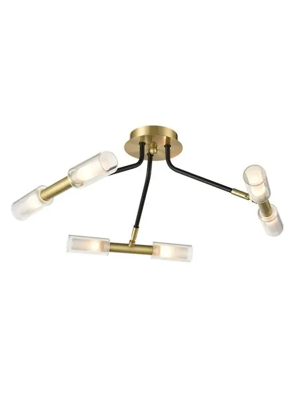 Nano 6 Light Bronze and Black with Tube Glasses Semi Flush Ceiling Light – Clearance