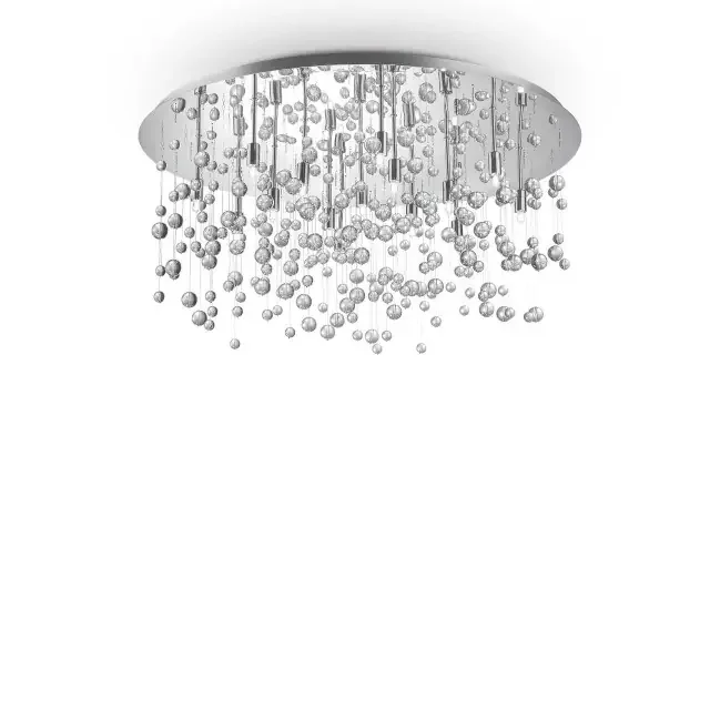 Neve PL15 15 Light White Glass Plate Flush Ceiling Light