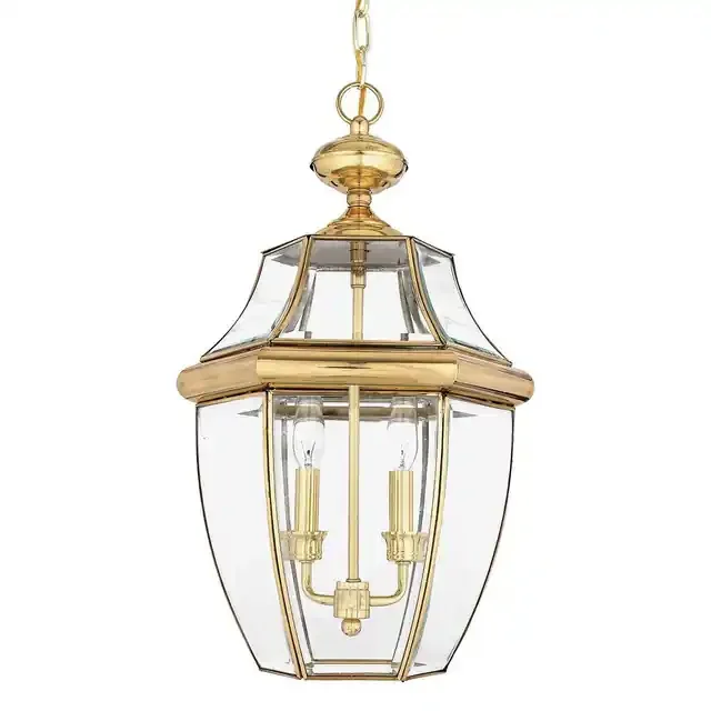 Newbury 2 Light Polished Brass IP44 Pendant Light
