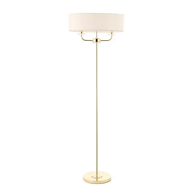 Nixon 2 Light Polished Brass with Vintage White Shade Floor Lamp