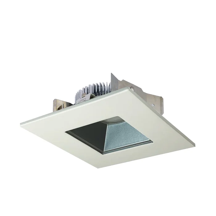 Nora Lighting NLCBS-4568527PW 4″ Cobalt Shallow High Lumen LED Trim, Square/Square Regress, 850lm, 2700K, Pewter/White