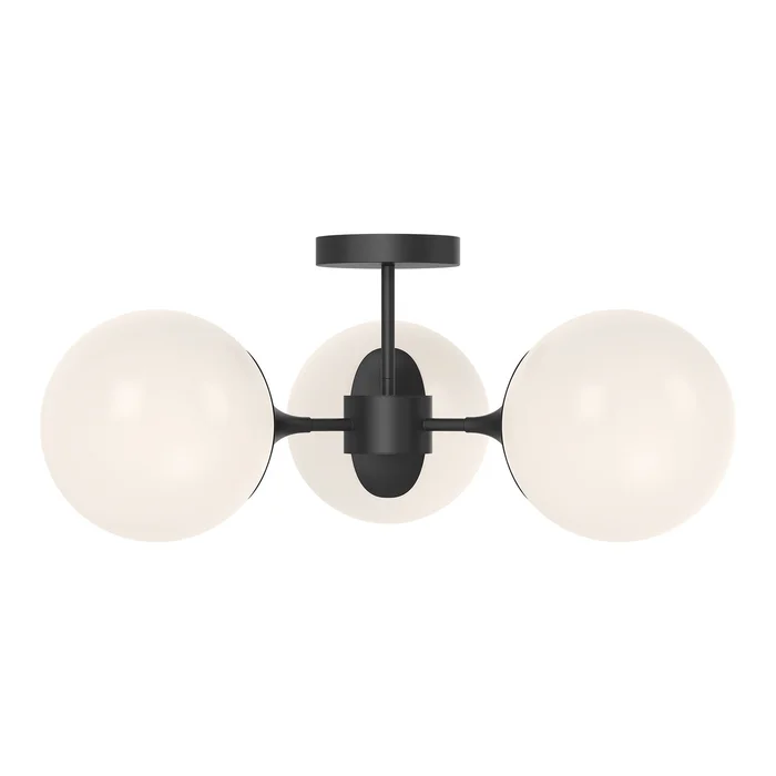 Nouveau Three Light Semi-Flush Mount in Matte Black/Opal Matte Glass (452|SF505326MBOP)