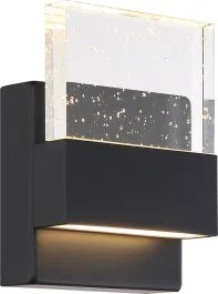 NUVO 62/1511 Ellusion; LED Small Wall Sconce; 15W; Matte Black Finish with Seeded Glass