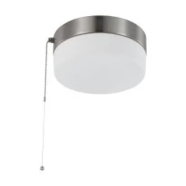 NUVO 62/1566 (LED 12W 8″ FLUSH W/PULL CHAIN) 12 Watt; 8 inch; LED Flush Mount Fixture with Pull Chain; Brushed Nickel with Frosted Glass