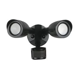 NUVO 65/715 LED 2 BULLET HEAD SECURITY LGT LED Security Light; Dual Head; Motion Sensor Included; Black Finish; 3000K