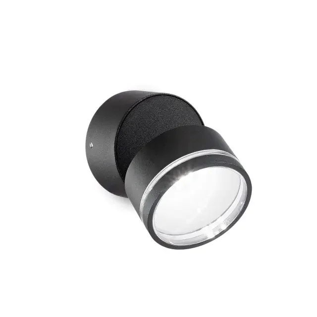 Omega AP Black Round Adjustable 4000K IP54 LED Wall Light