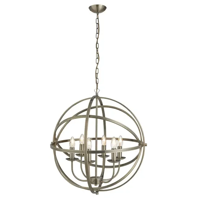 Orbit 6 Light Antique Brass Orb Pendant Light