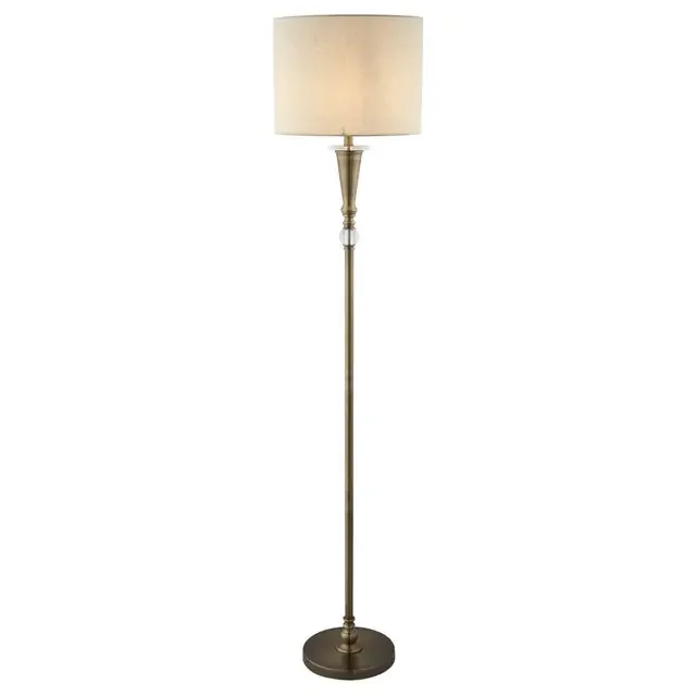 Oscar Antique Brass with Linen Shade Floor Lamp