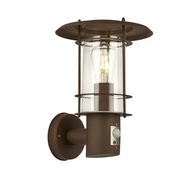Outdoor Rust Brown with Sensor Wall Light