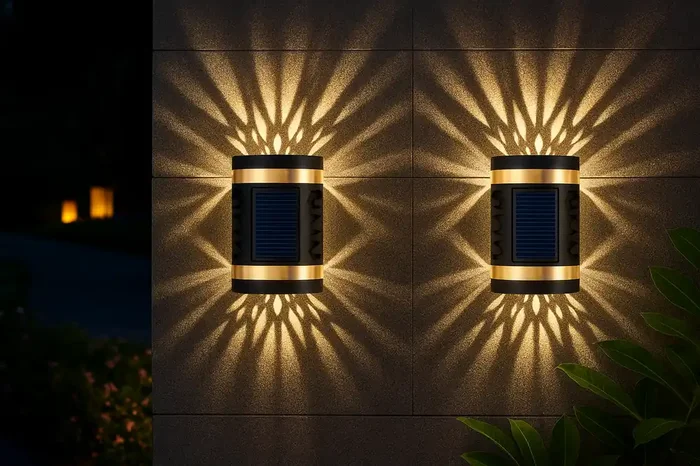 Outdoor Solar Wall Light – Waterproof LED Garden Lamp – Black