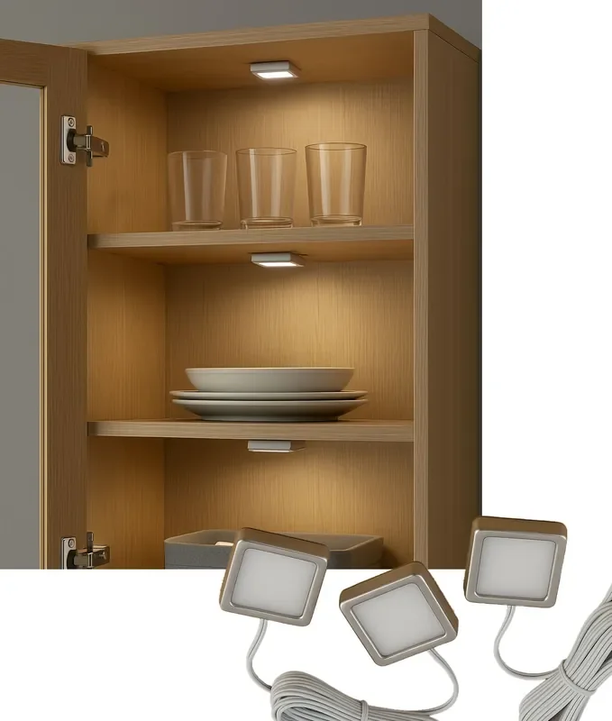 Pack of 3 Neutral White 36mm Surface Mounted Lights with 12V Driver