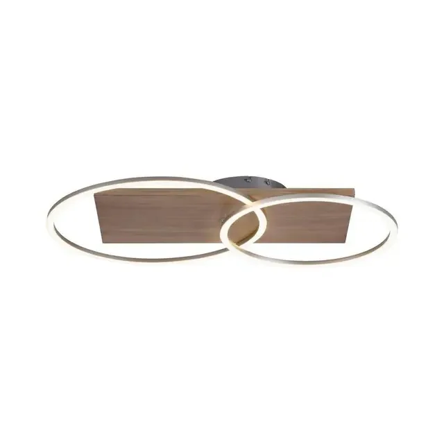 Palma 2 Light Natural Wood Circular Flush Ceiling Light