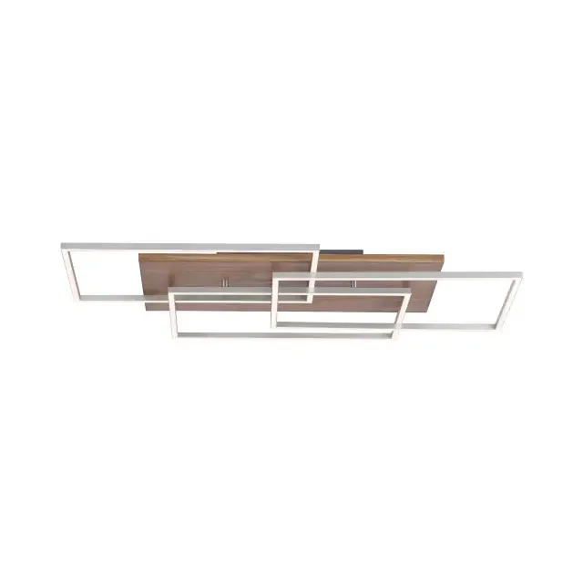 Palma 3 Light Natural Wood Rectangular Flush Ceiling Light