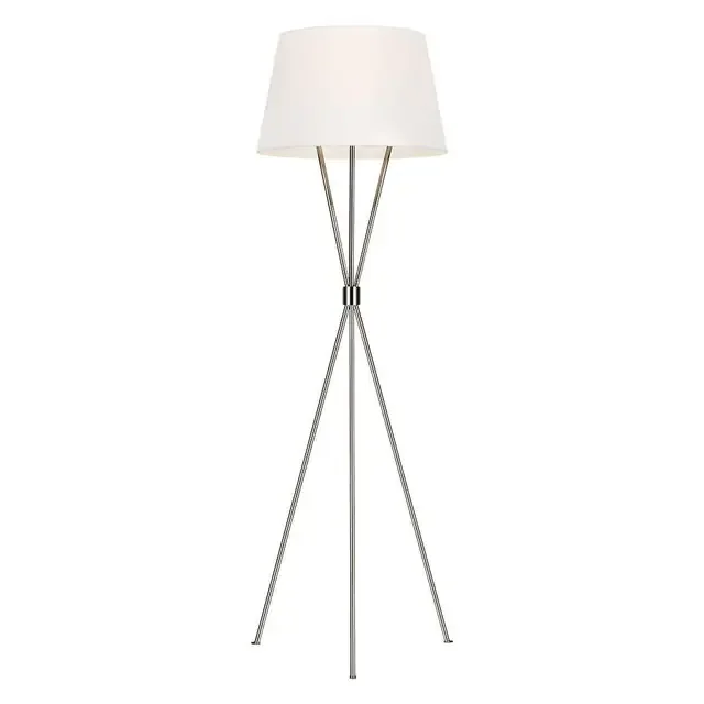 Penny Polished Nickel with White Shade Floor Lamp