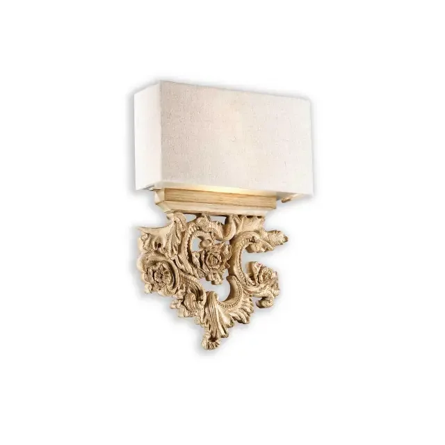 Peter AP2 2 Light Canvas with Carved Wood Wall Light