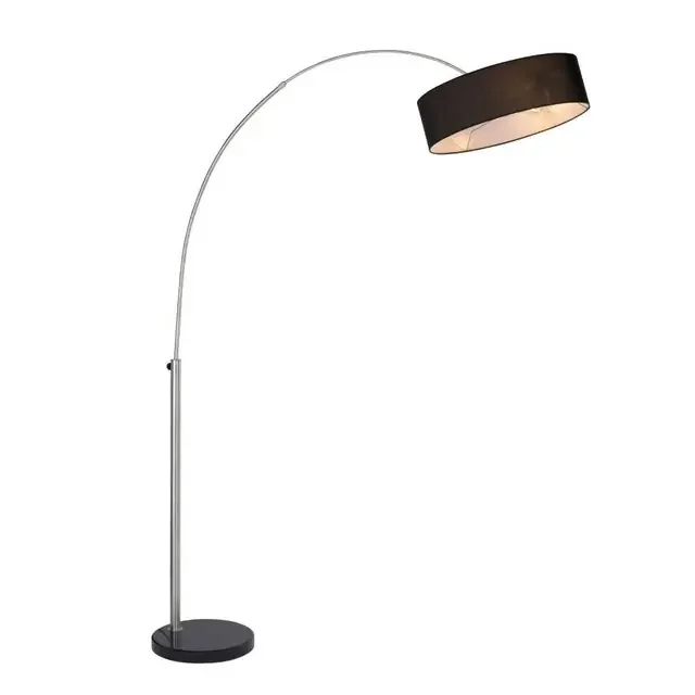 Petro 3 Light Chrome with Black Shade Floor Lamp