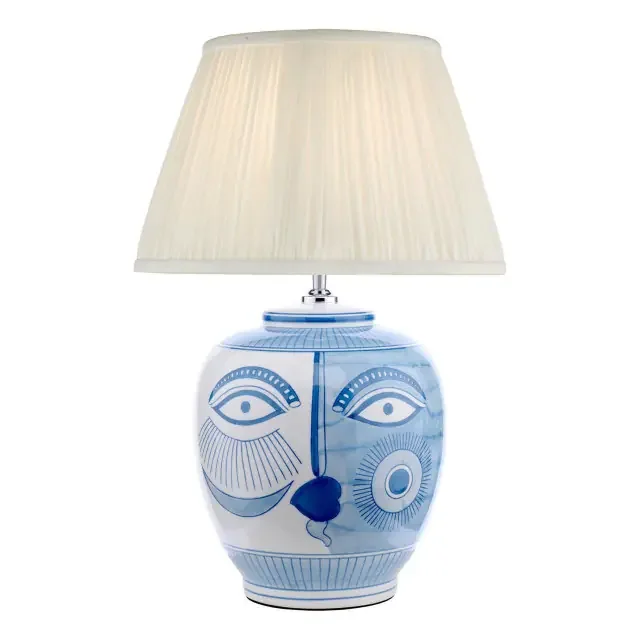 Picasso White and Blue with White Shade 39cm Table Lamp