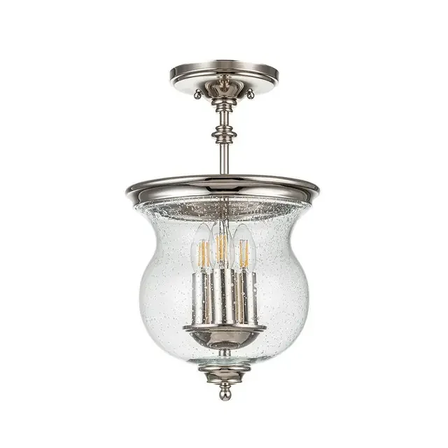 Pickering Lane 3 Light Polished Nickel Semi Flush Ceiling Light