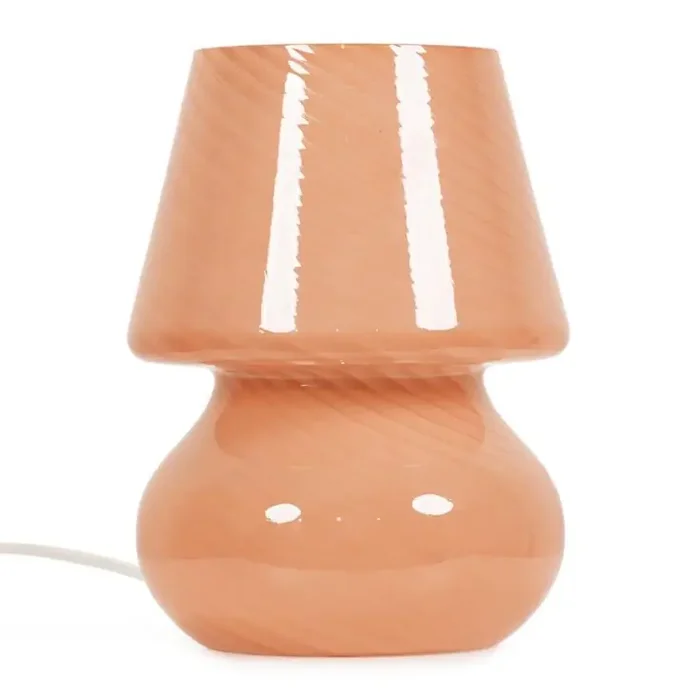 Pin Stripe Pink Retro Style Glass Table Lamp