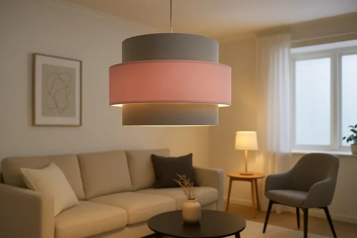 Pink and Grey 2-Tier Ceiling Light Shade – Easy Fit Pendant