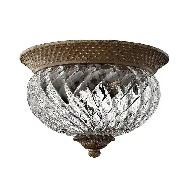 Plantation 2 Light Pearl Bronze Flush Ceiling Light
