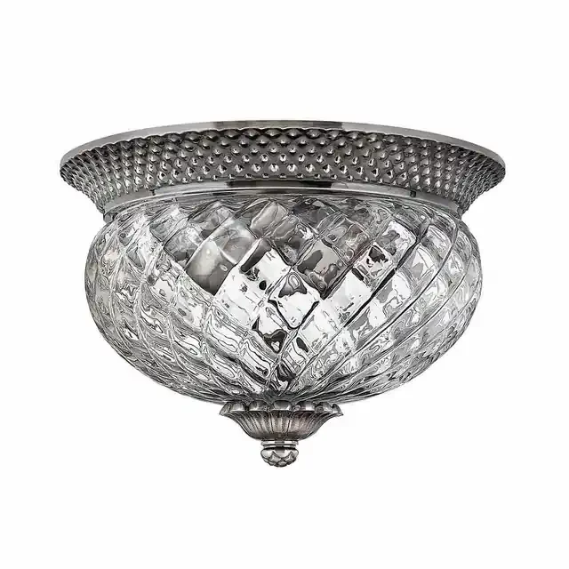 Plantation 2 Light Polished Antique Nickel Flush Ceiling Light