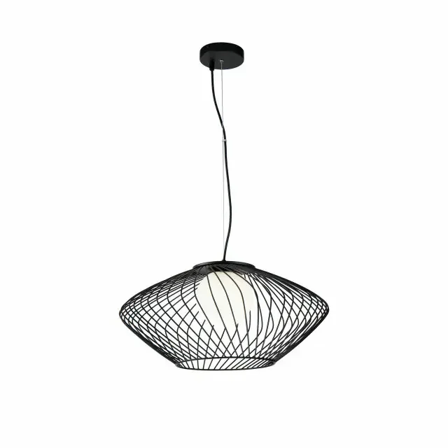 Plec Black with Opal Glass Pendant Light