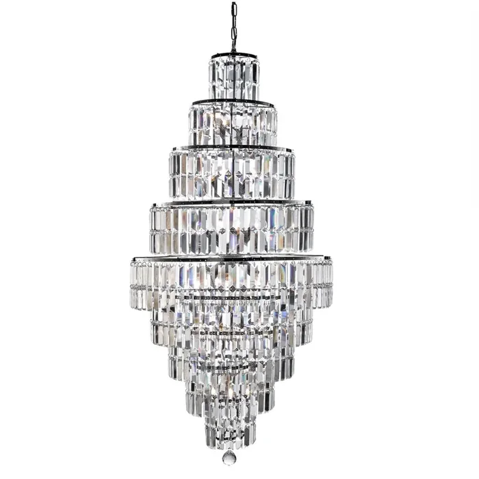 Polished Chrome & Crystal Decorative 13 Lamp Tiered Chandelier Pendant Light 60cm
