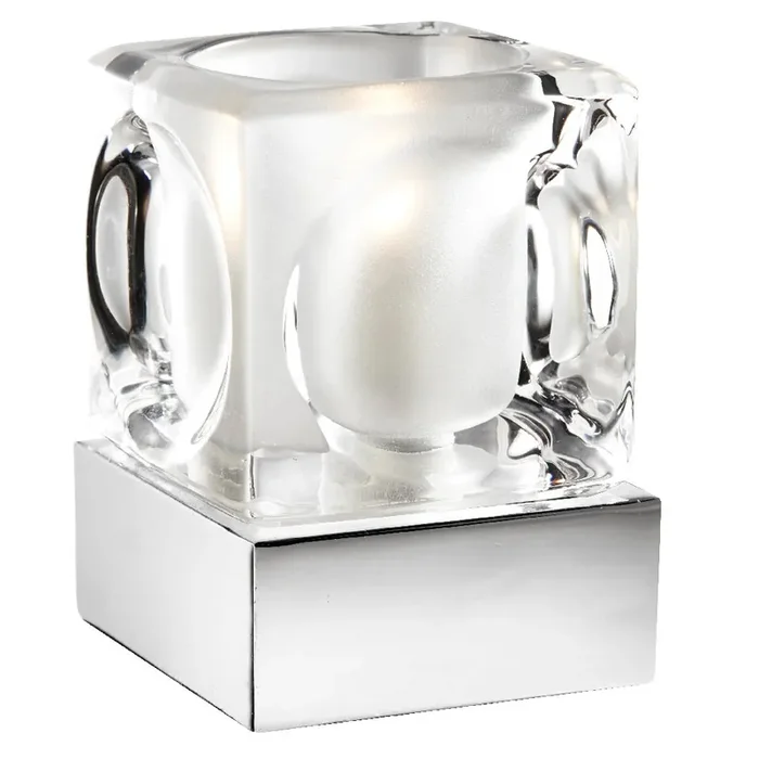 Polished Chrome & Ice Cube Glass Shade Modern Touch Table Lamp 100mm