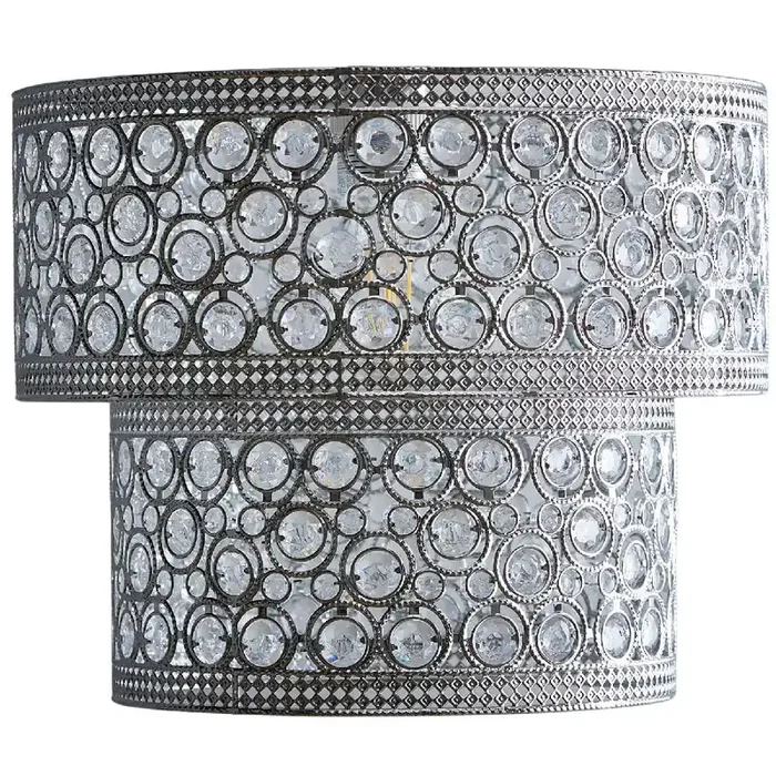 Polished Chrome and Crystal Two Tier Modern Easy Fit Non Electric Pendant 30cm