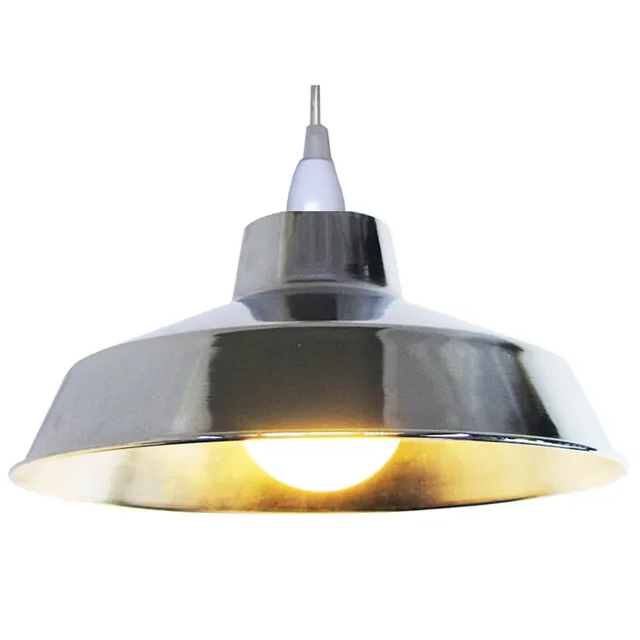 Polished Chrome Plated Metal Coolie Vintage Retro Easy Fit Pendant Shade 30cm