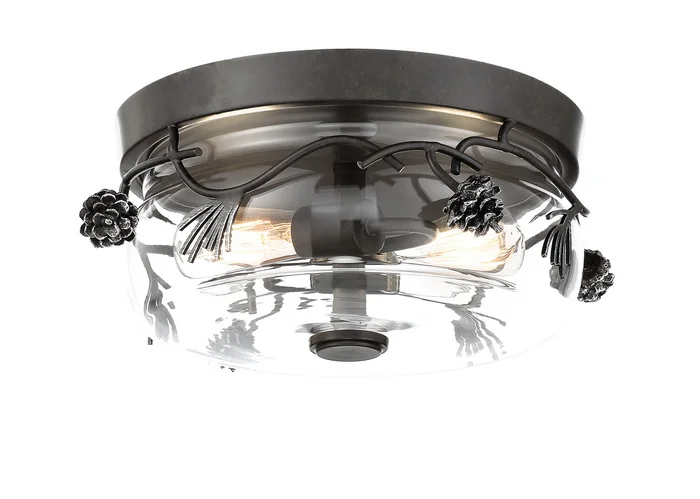 Ponderosa Ridge Two Light Flush Mount in Weathered Spruce w/Silver Highlights (7|2759-694)