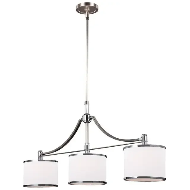 Prospect 3 Light Satin Nickel with White Shades Bar Pendant Light