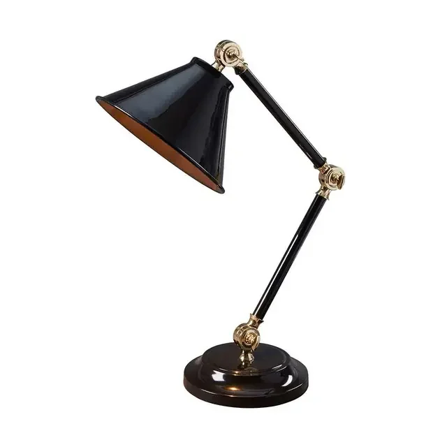 Provence Element Black and Polished Brass Adjustable Table Lamp