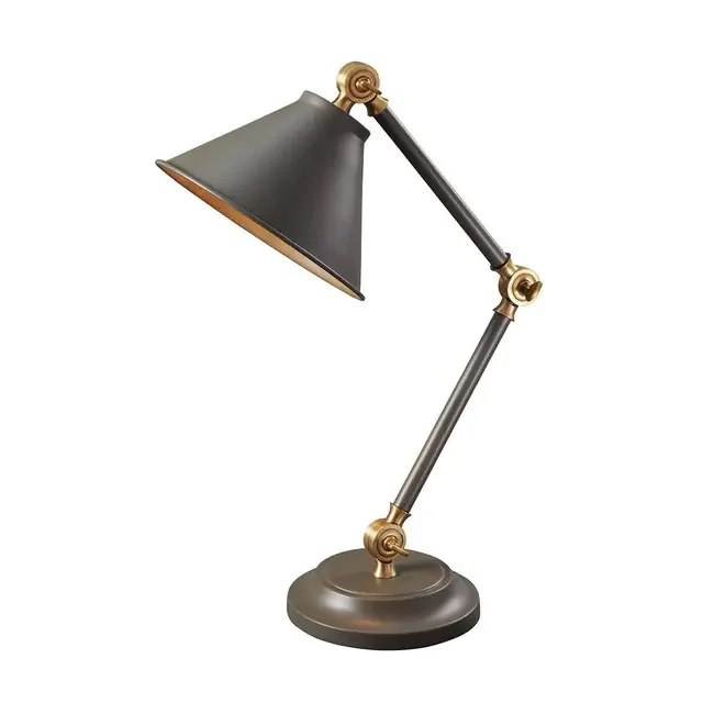 Provence Element Dark Grey and Brass Adjustable Table Lamp